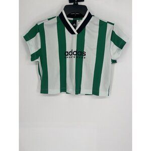 adidas Tiro Colorblock Crop Tee With Letter Logo Print And Stripe Detail, M